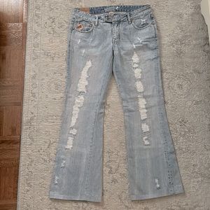PARASUCO DISTRESSED FLARED DENIM